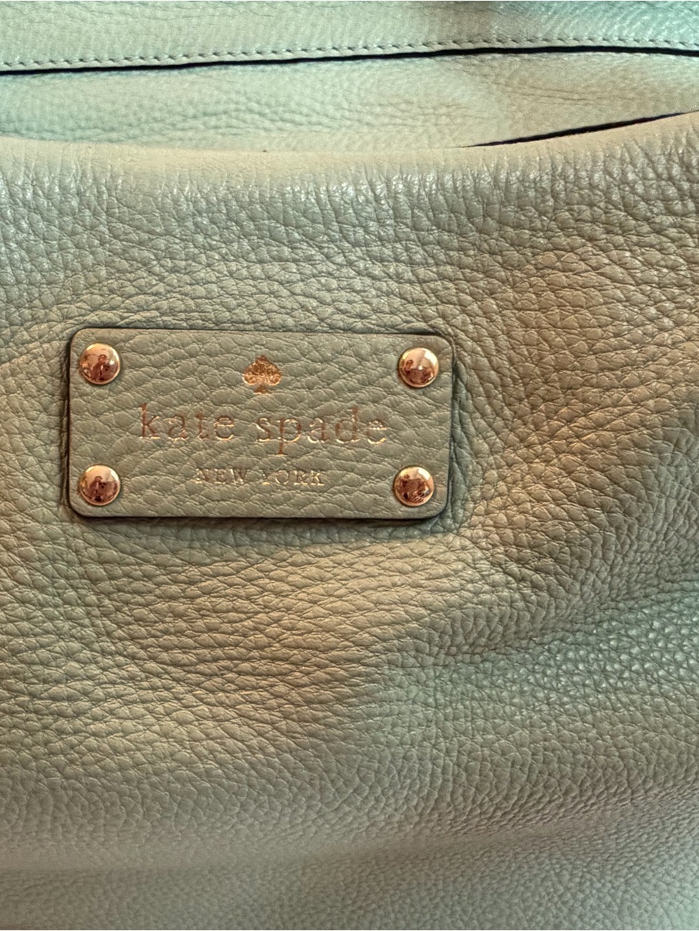 kate spade Mint Green Pebbled Leather Shoulder Bag with Gold Hardware
